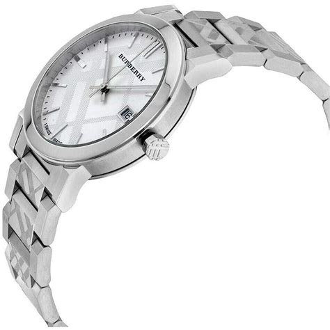 Burberry Ladies The City Engraved Checked Steel 